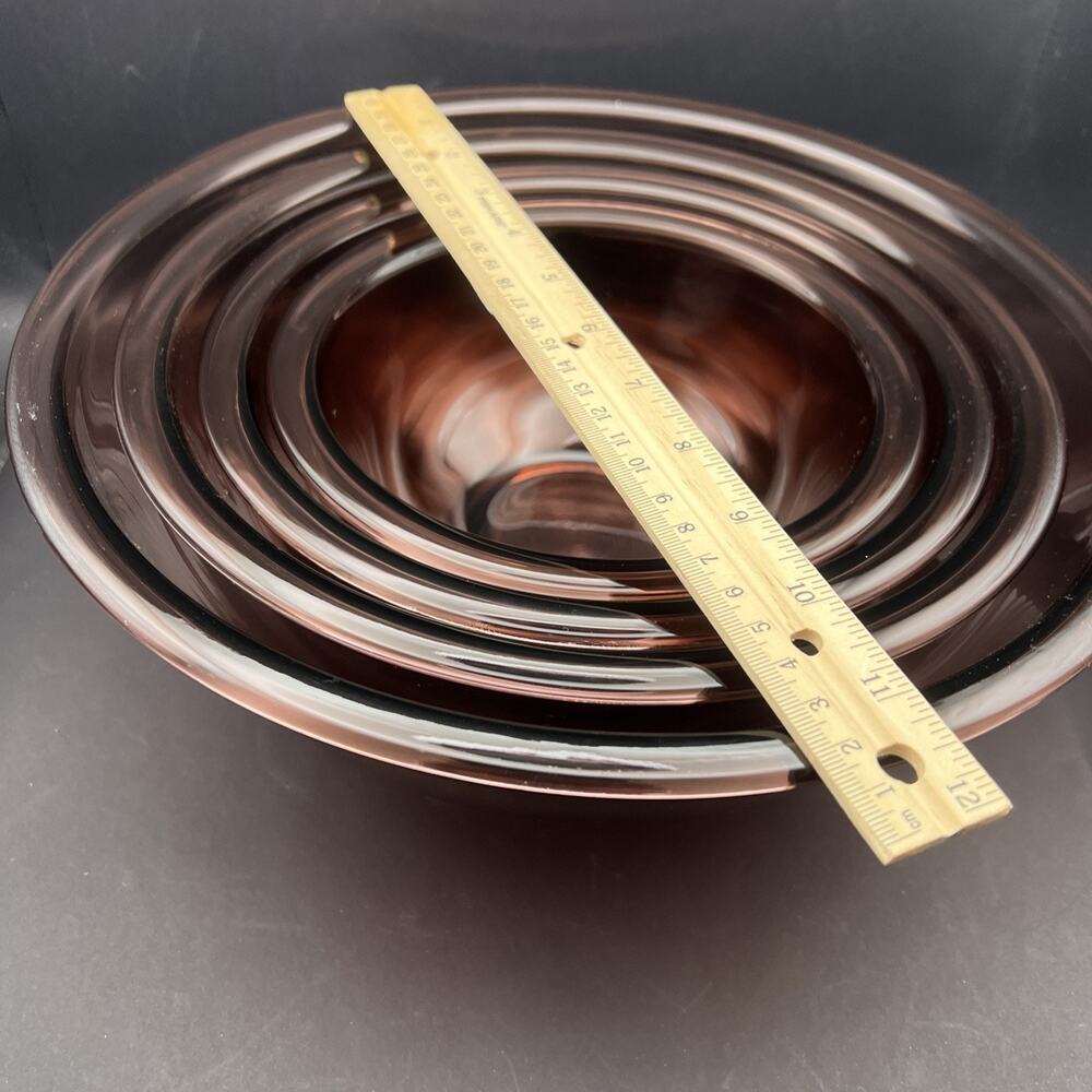 VTG Set of 4 Corning Pyrex Mixing Bowls Cranberry Glass 1L 1.5L 2.5L 4L - Picture 3 of 8